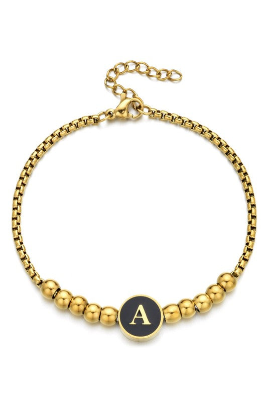 Black Enamel Initial Bracelet *FINAL SALE*