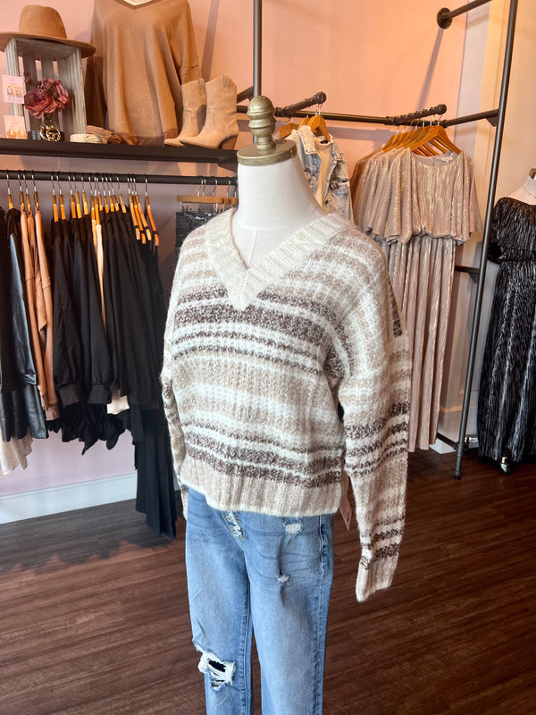 V-Neck Striped Sweater