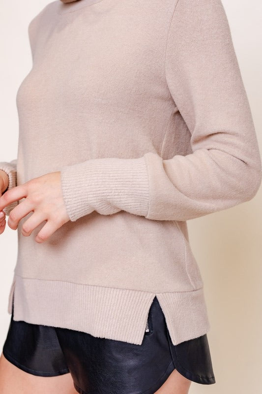 Side Slit Brushed Knit Turtleneck *FINAL SALE*