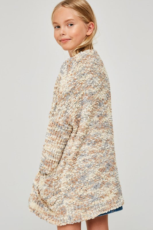 Popcorn Open Cardigan Sweater