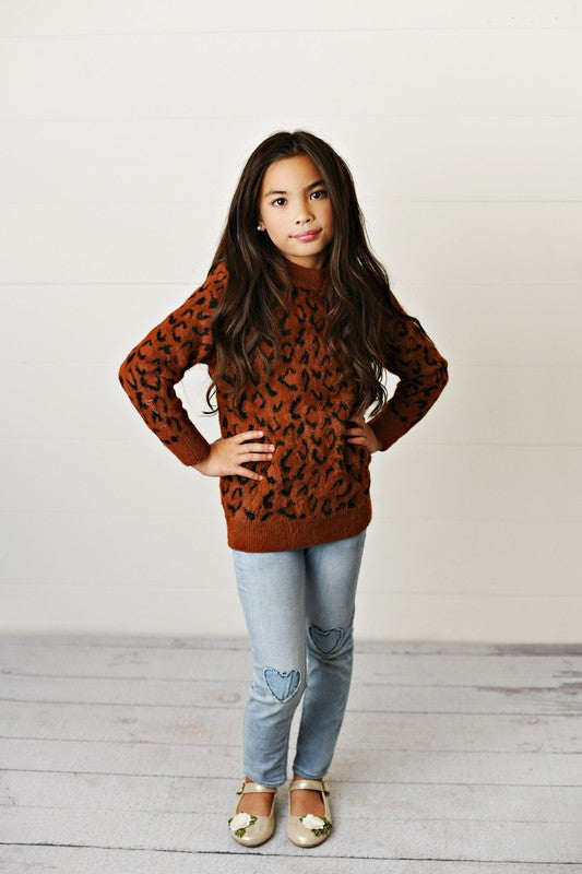Fuzzy Leopard Print Sweater